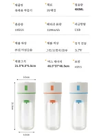 휴대용 착즙기 2in1 착즙기 휴대용믹서기텀블러 과즙기 항속 시간이 길다 빨대를 꽂다 과즙잔 모던한 외관/탈부착식/건강 추구 - 이미지 6
