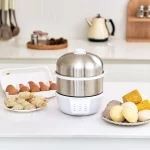 홈마블 올 스텐 2단 계란찜기 HMBEK-10 계란삶는기계 에그쿠커 전기찜기 전기찜냄비 에그쿠커 계란삶기 에그찜기 호빵찜기 만두찜기 기계 - 이미지 2