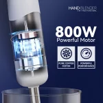 800W 4-in-1 푸드 블렌더 세트(홀더 포함), 터보 모드가 있는 핸드 믹서, 화이트 - 이미지 2